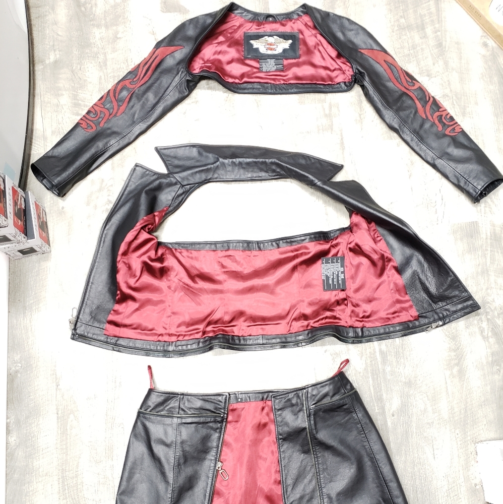 💰SOLD💰1/13/25 💥Harley-Davidson👍🏼3pc Leather Outfit/Coat Sz 8 - Picture 9 of 16
